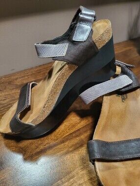 Naot Brown and Silver Women's Leather Sandals